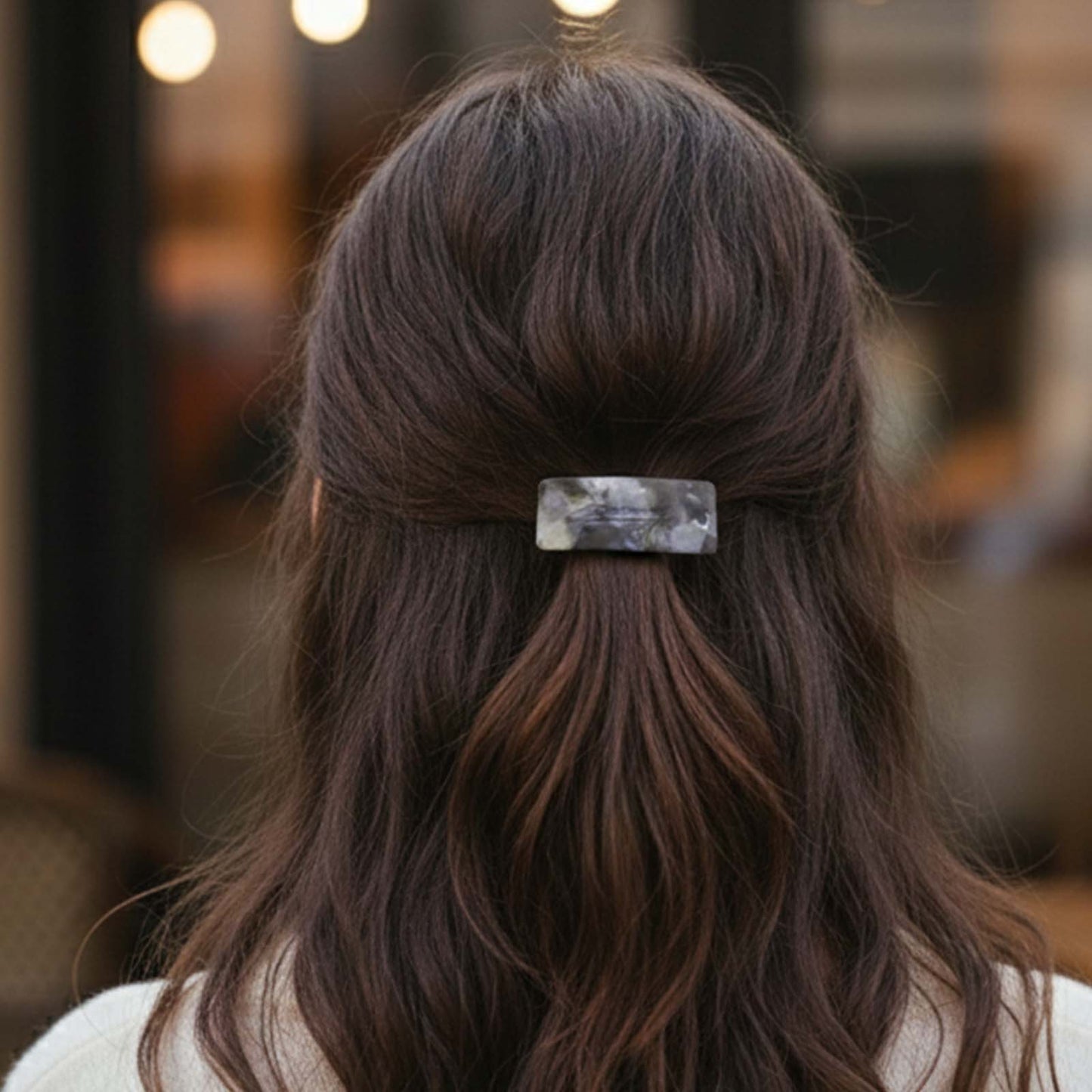 Barrette Clip Rectangle Glossy Quartz Fumé Violet