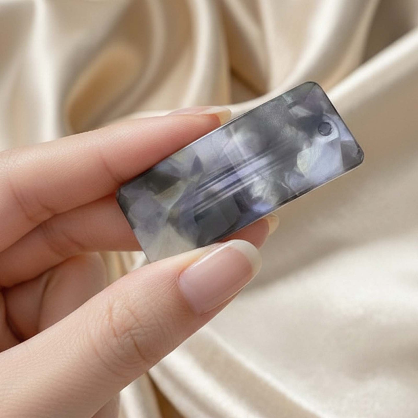 Barrette Clip Rectangle Glossy Quartz Fumé Violet