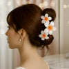 Pince Cheveux Perle de Plumeria Orange Foncé