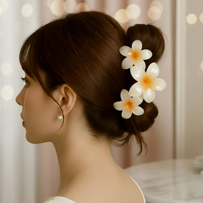 Pince Cheveux Perle de Plumeria Orange