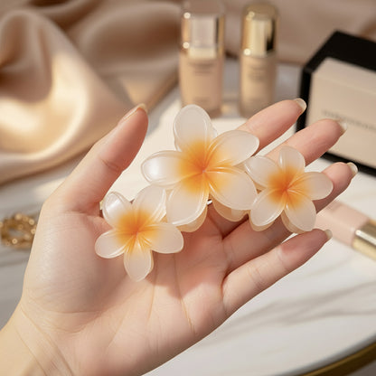 Pince Cheveux Perle de Plumeria Orange