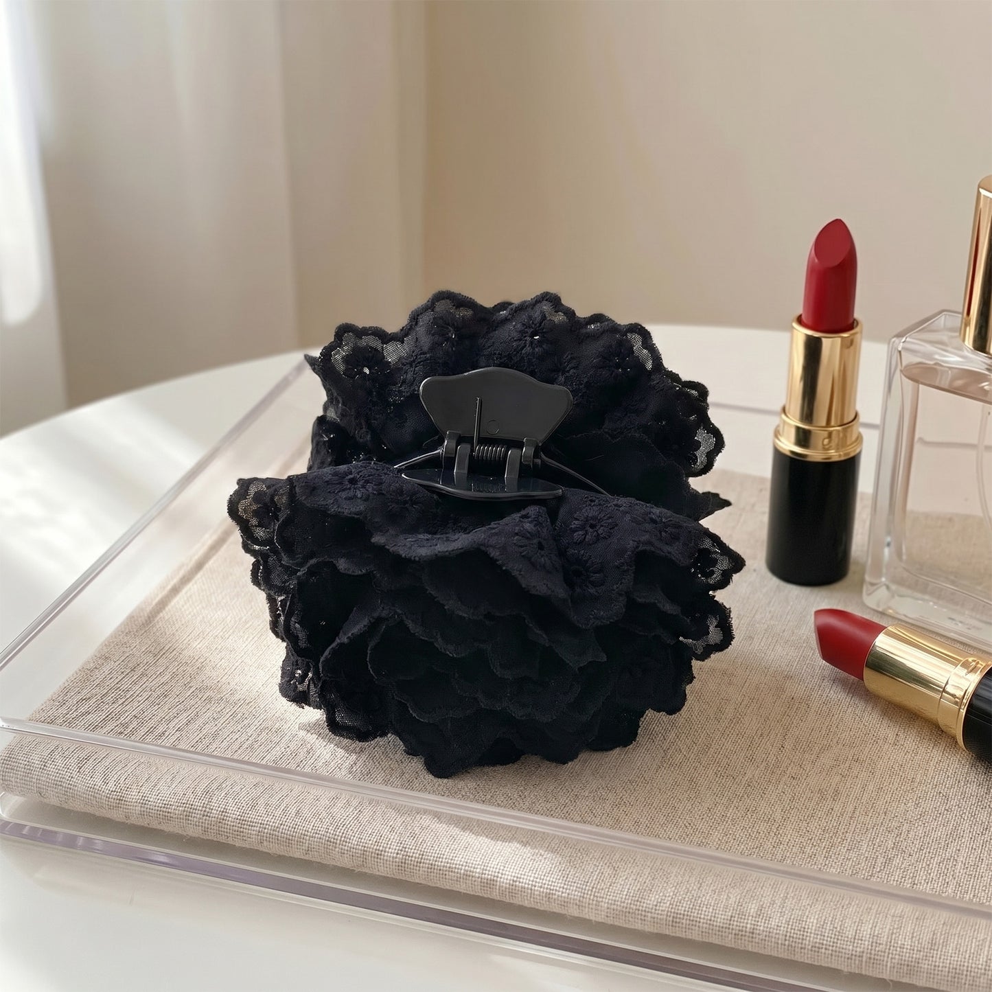 Pince Cheveux Fleur Valentine Dentelle Anglaise Noir