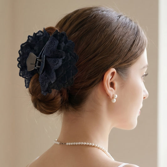 Pince Cheveux Fleur Valentine Dentelle Anglaise Noir