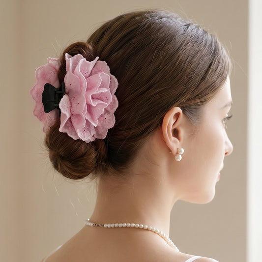 Pince Cheveux Fleur Valentine Dentelle Anglaise Rose