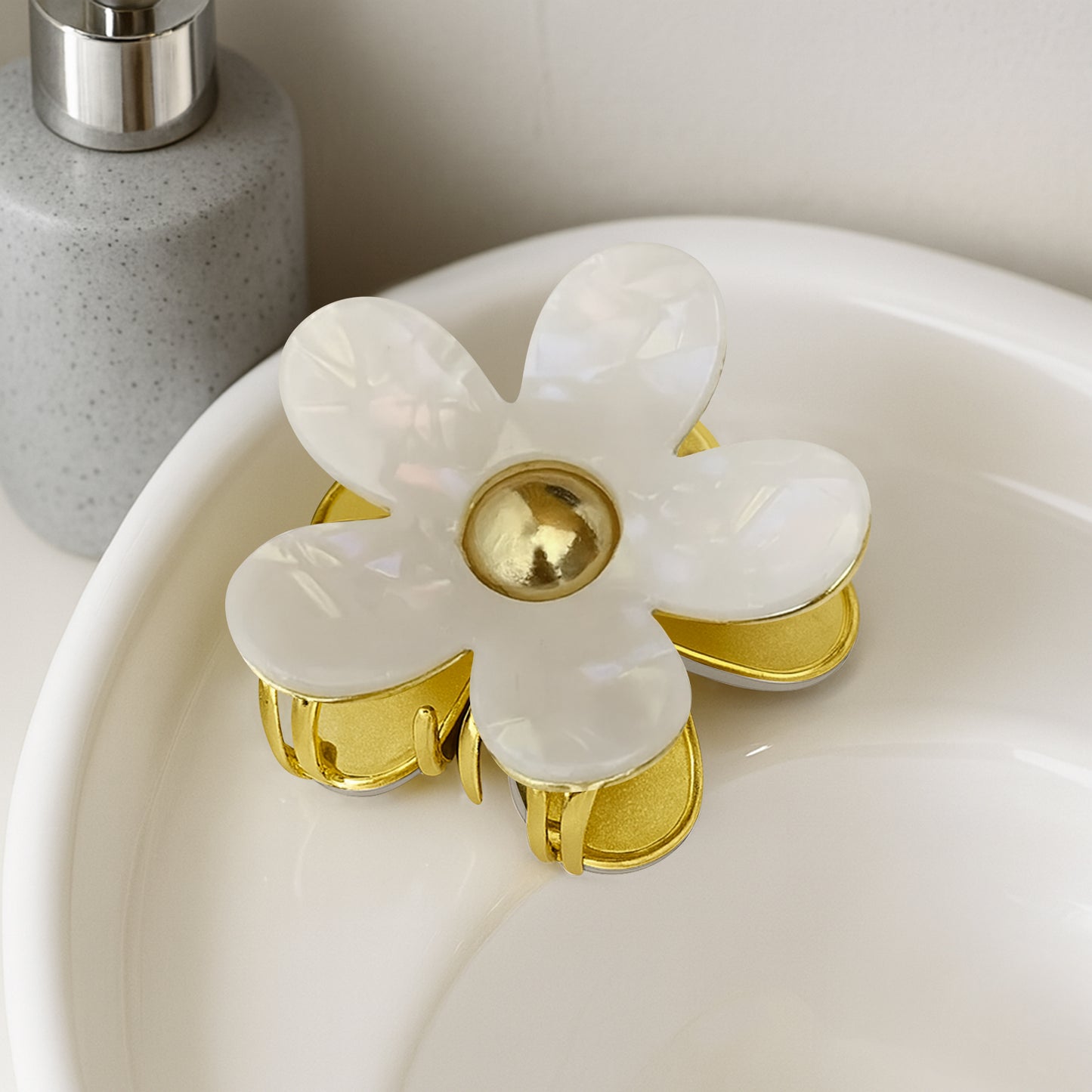 Pince Cheveux Smoky Blossom Blanc Nacré