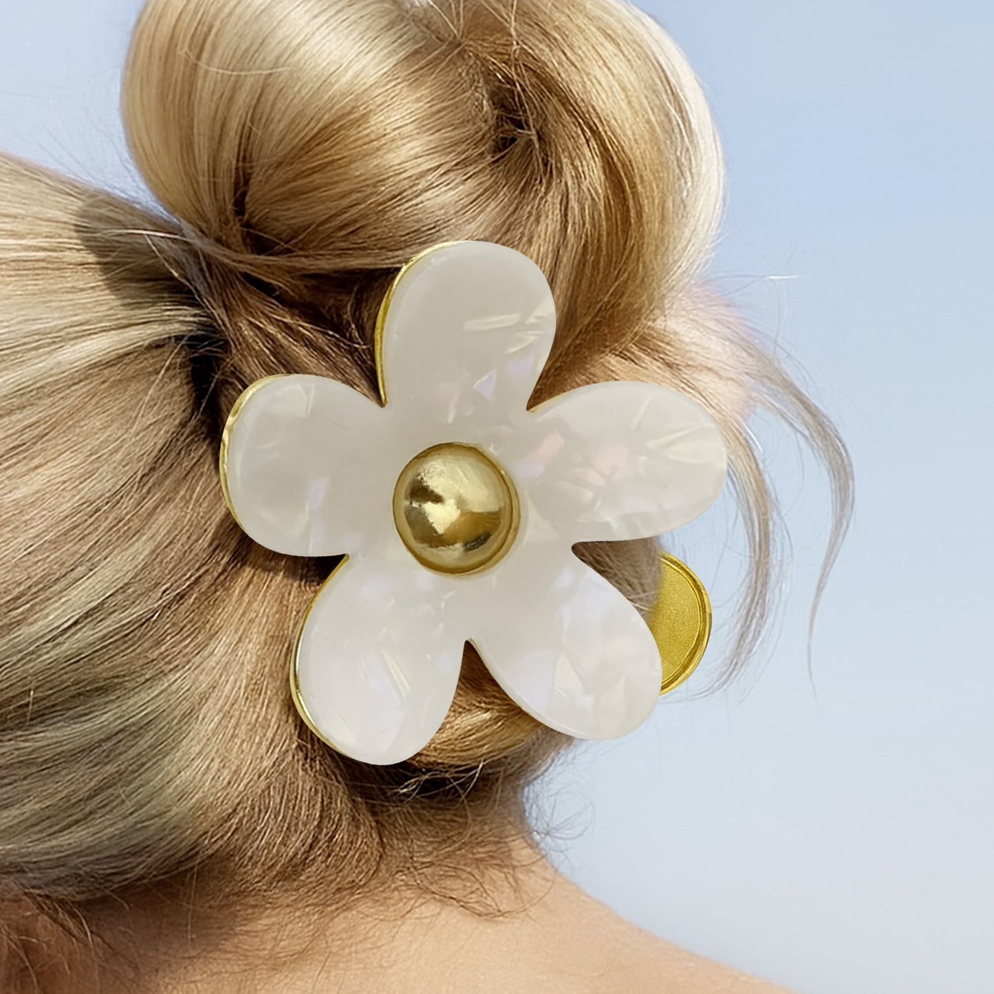 Pince Cheveux Smoky Blossom Blanc Nacré