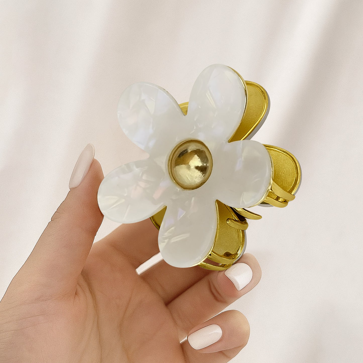 Pince Cheveux Smoky Blossom Blanc Nacré