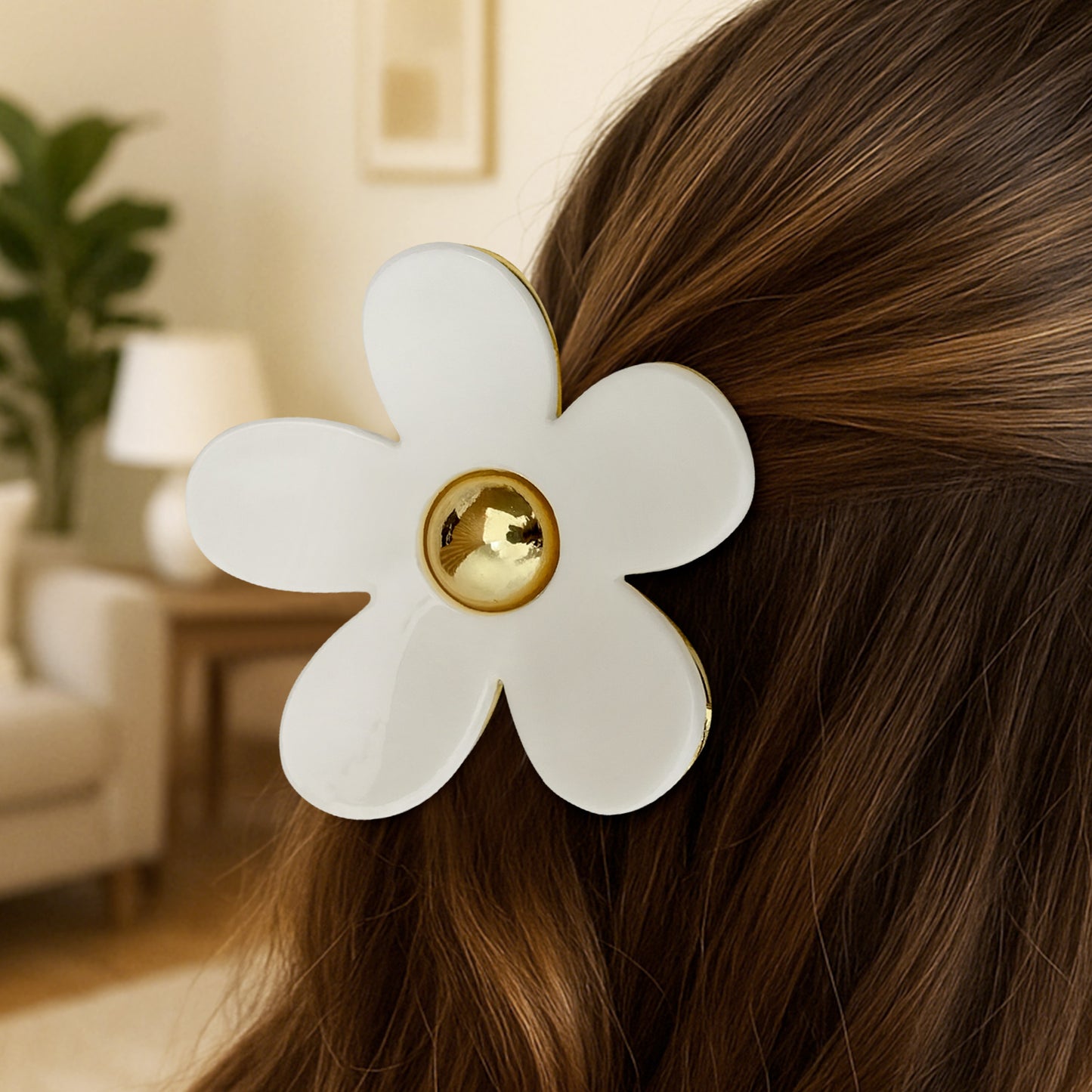 Pince Cheveux Smoky Blossom Blanc Crème