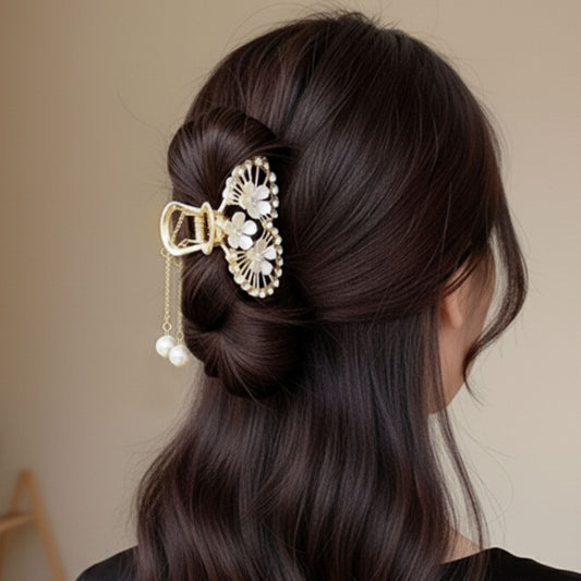 Pince Bijou Pearl Tiara Blanc