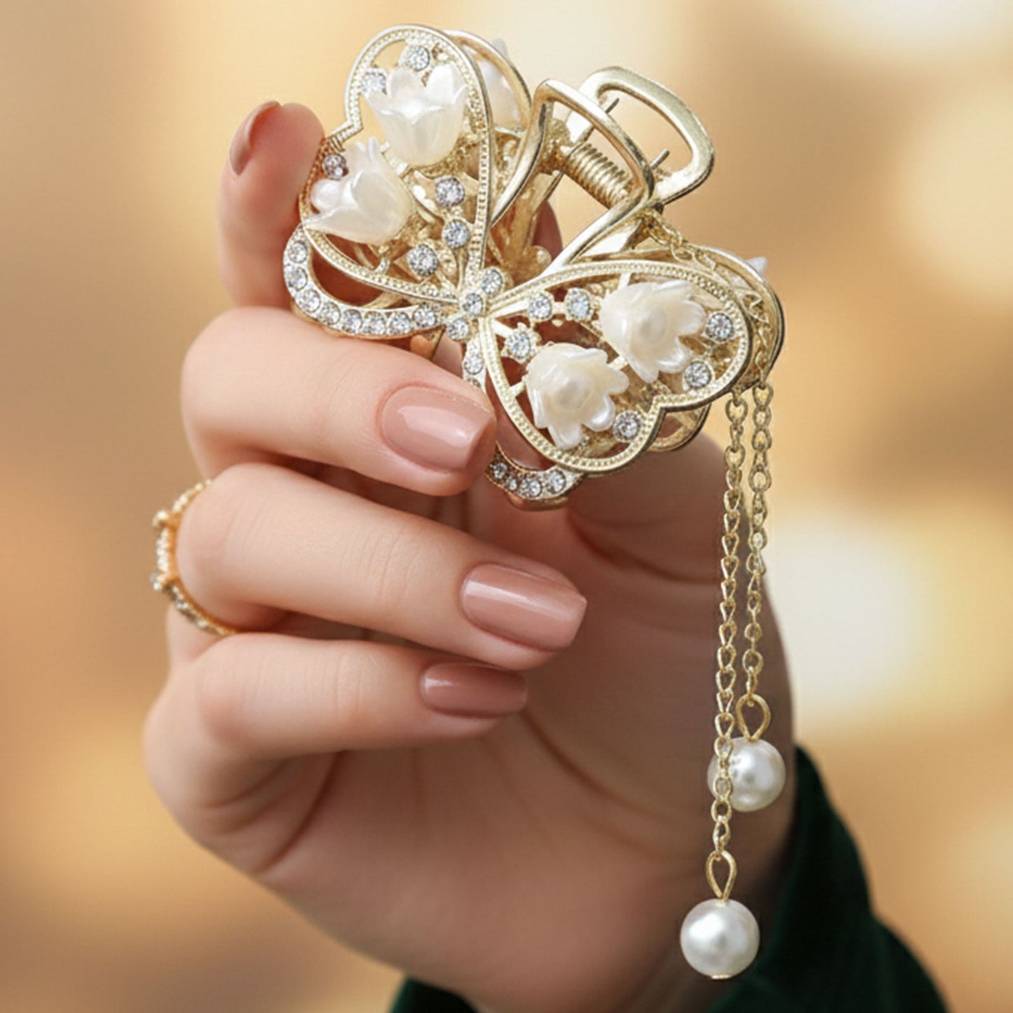 Pince Bijou Lily Wings Blanc