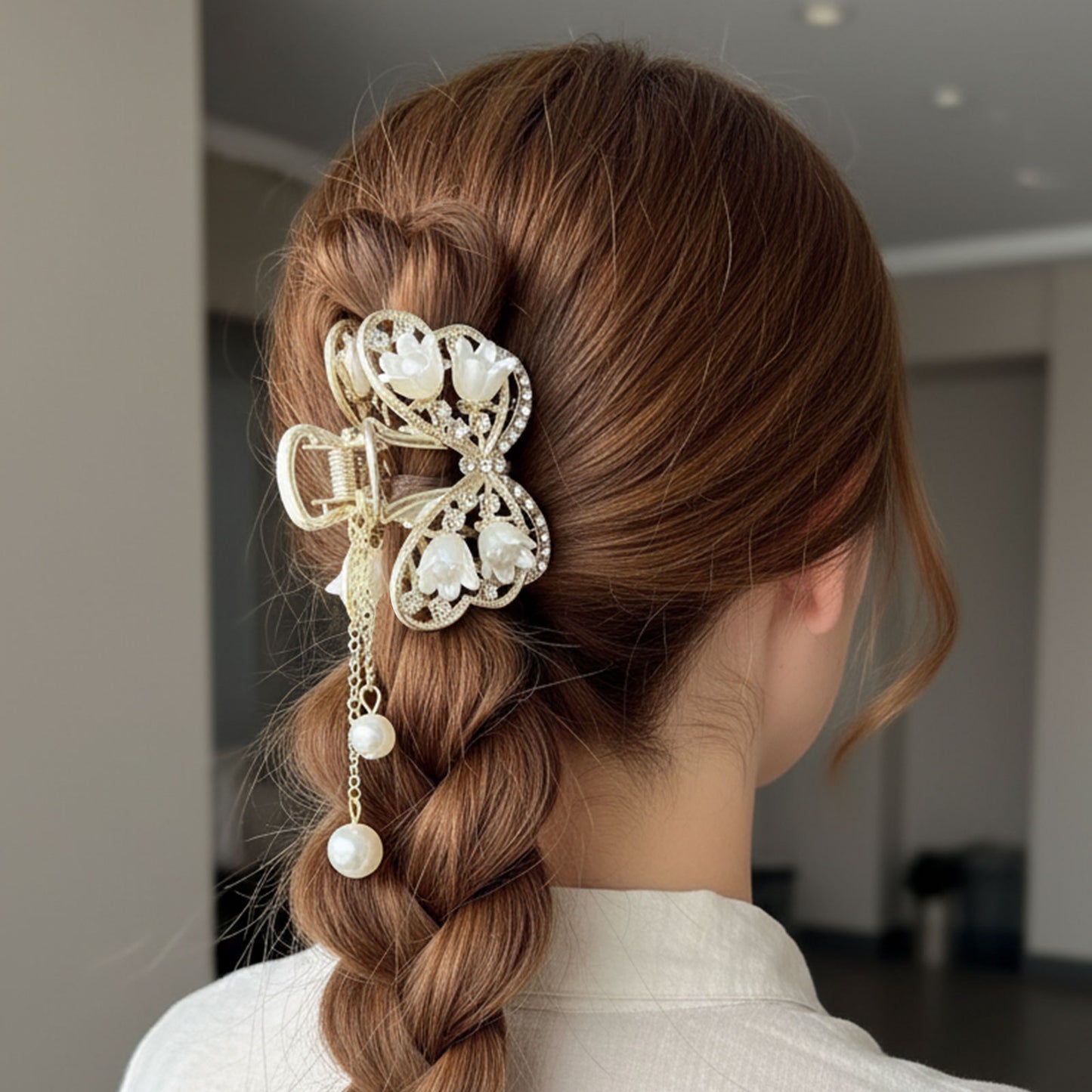 Pince Bijou Lily Wings Blanc