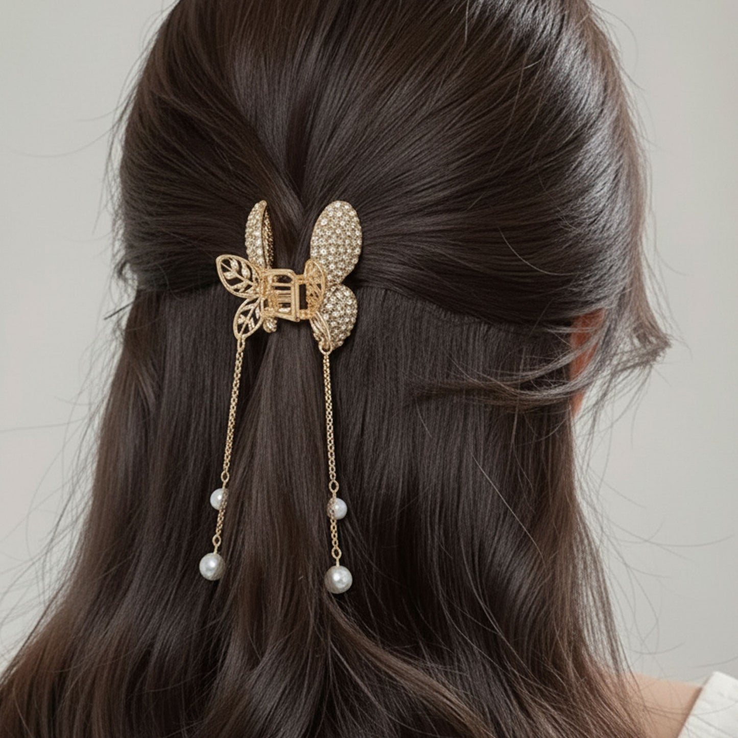 Pince Bijou Crystal Bloom Blanc