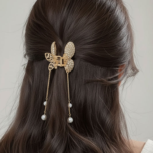 Pince Bijou Crystal Bloom Blanc