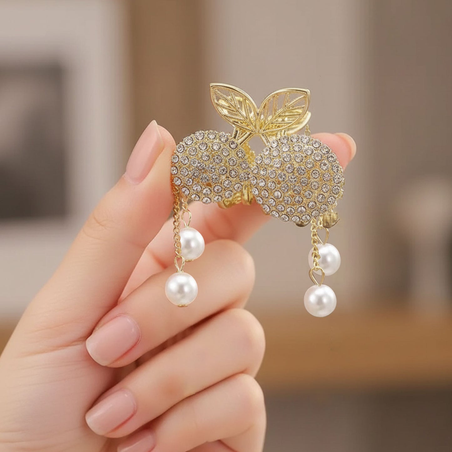 Pince Bijou Crystal Bloom Blanc