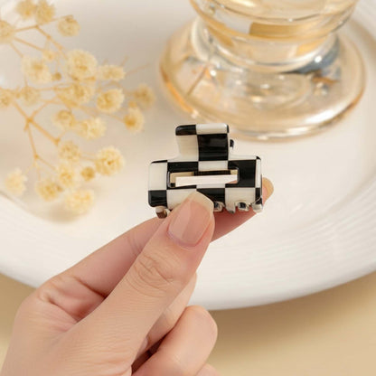 Mini Pince Cheveux Crocro Vintage à Motif Échiquier