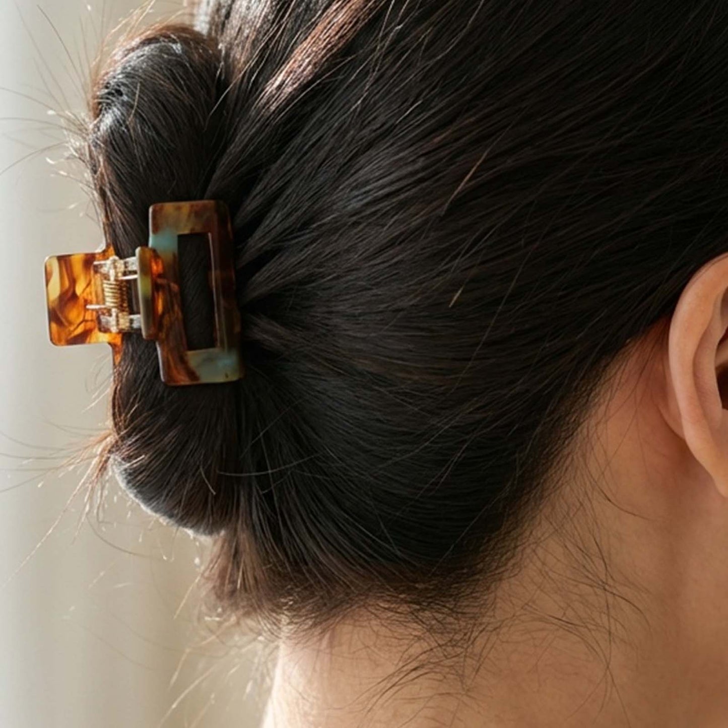 Mini Pince Cheveux Crocro Vintage Marbrée Marron Ambré