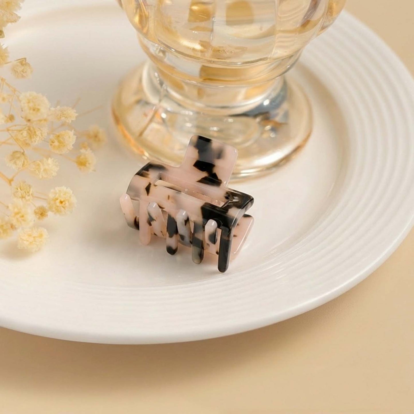 Mini Pince Cheveux Crocro Vintage Léopard Beige