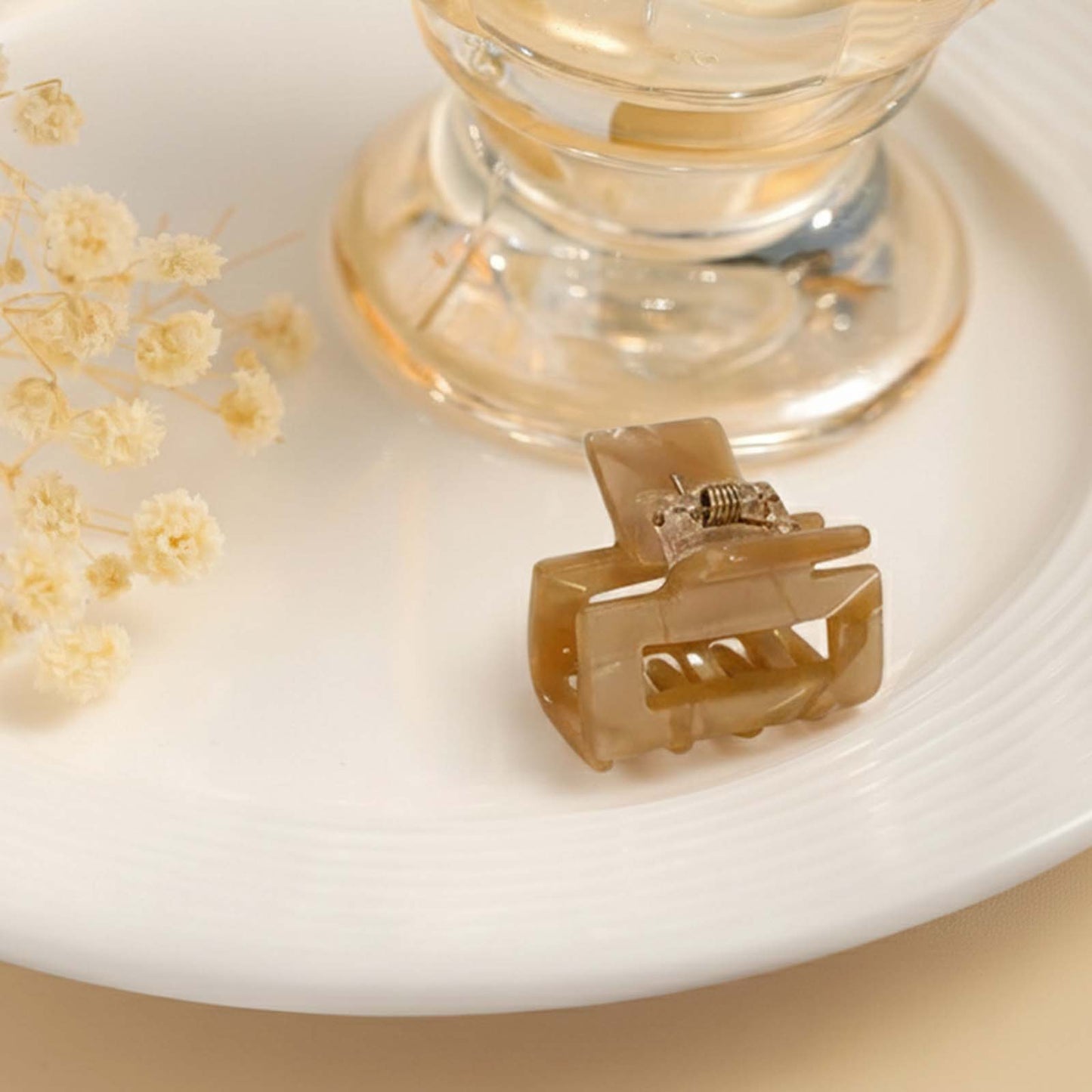 Mini Pince Cheveux Crocro Vintage Effet Glossy Caramel