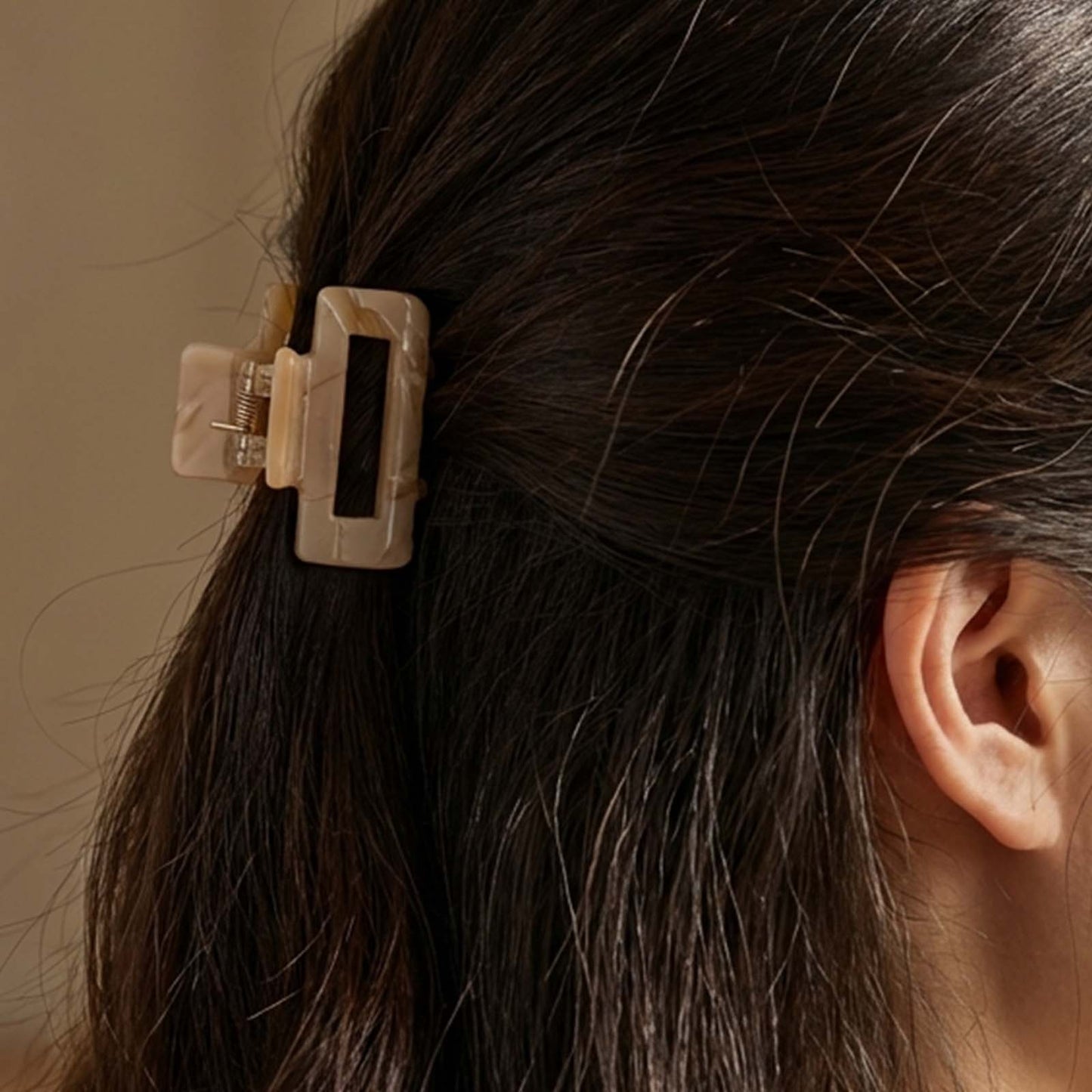 Mini Pince Cheveux Crocro Vintage Effet Glossy Caramel