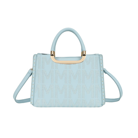 Sac à Main Imprimé Monogramme Le Reflet Bleu Clair