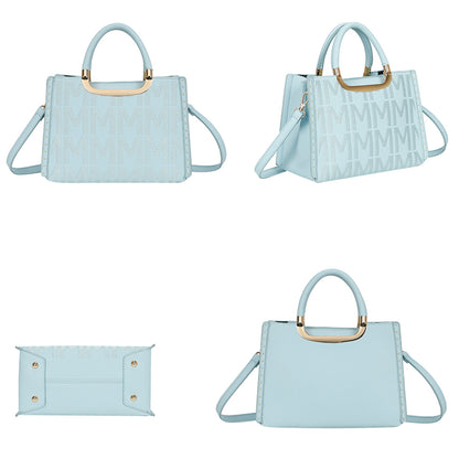 Sac à Main Imprimé Monogramme Le Reflet Bleu Clair