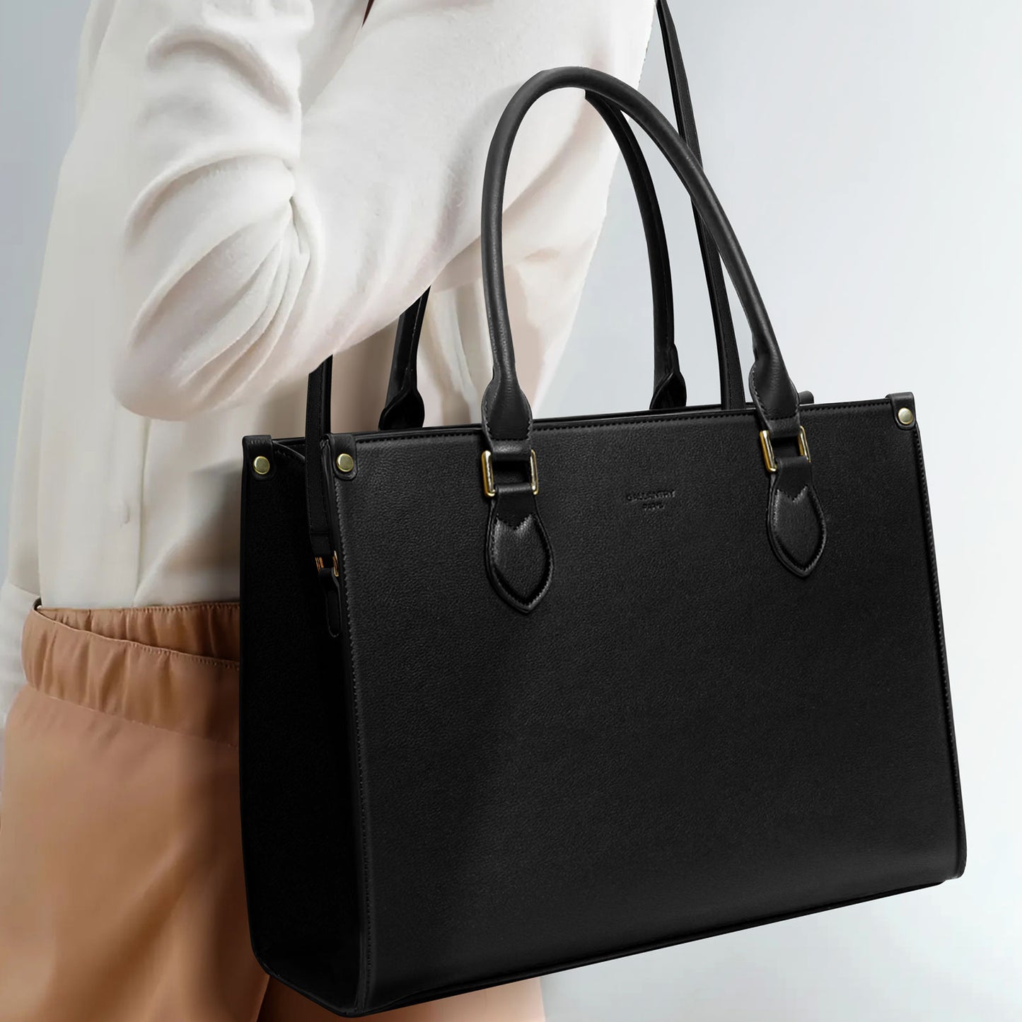 Sac Tote Élégant en Similicuir Liégé Louisianna Noir