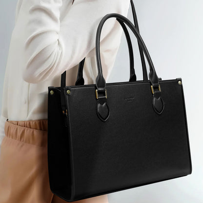 Sac Tote Élégant en Similicuir Liégé Louisianna Noir