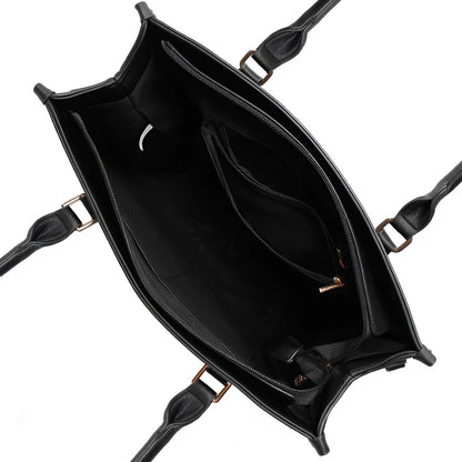 Sac Tote Élégant en Similicuir Liégé Louisianna Noir