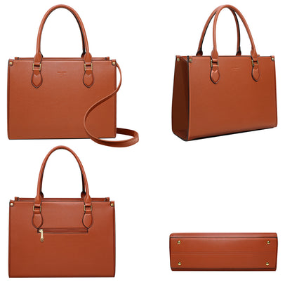 Sac Tote Élégant en Similicuir Liégé Louisianna Marron