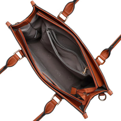 Sac Tote Élégant en Similicuir Liégé Louisianna Marron
