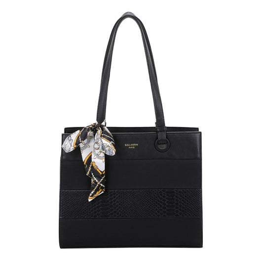 Sac Cabas Multi-Textures à Foulard Jocasta Noir