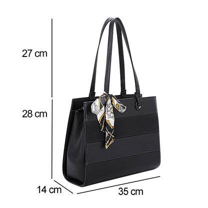 Sac Cabas Multi-Textures à Foulard Jocasta Noir