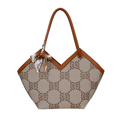 Sac à Main Imprimé Monogramme à Foulard Peyton Marron