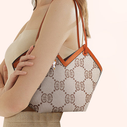 Sac à Main Imprimé Monogramme à Foulard Peyton Marron