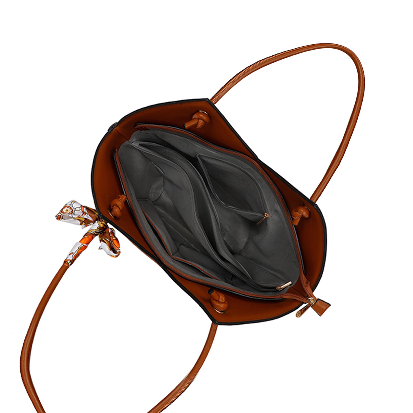 Sac à Main Imprimé Monogramme à Foulard Peyton Marron