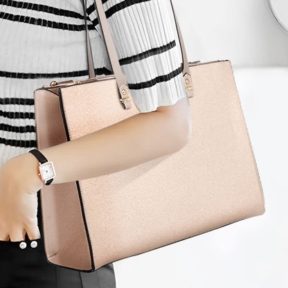 Sac Cabas Porté Épaule en Similicuir Le Classique Taupe
