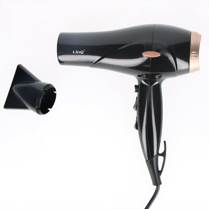 Sèche-cheveux Professionnel LinQ Noir Doré avec Embout Amovible