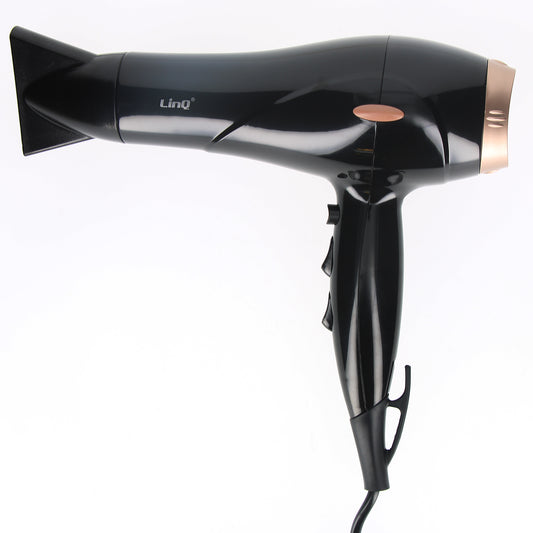Sèche-cheveux Professionnel LinQ Noir Doré avec Embout Amovible