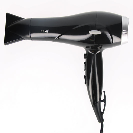 Sèche-cheveux Professionnel LinQ Noir Argent avec Embout Amovible