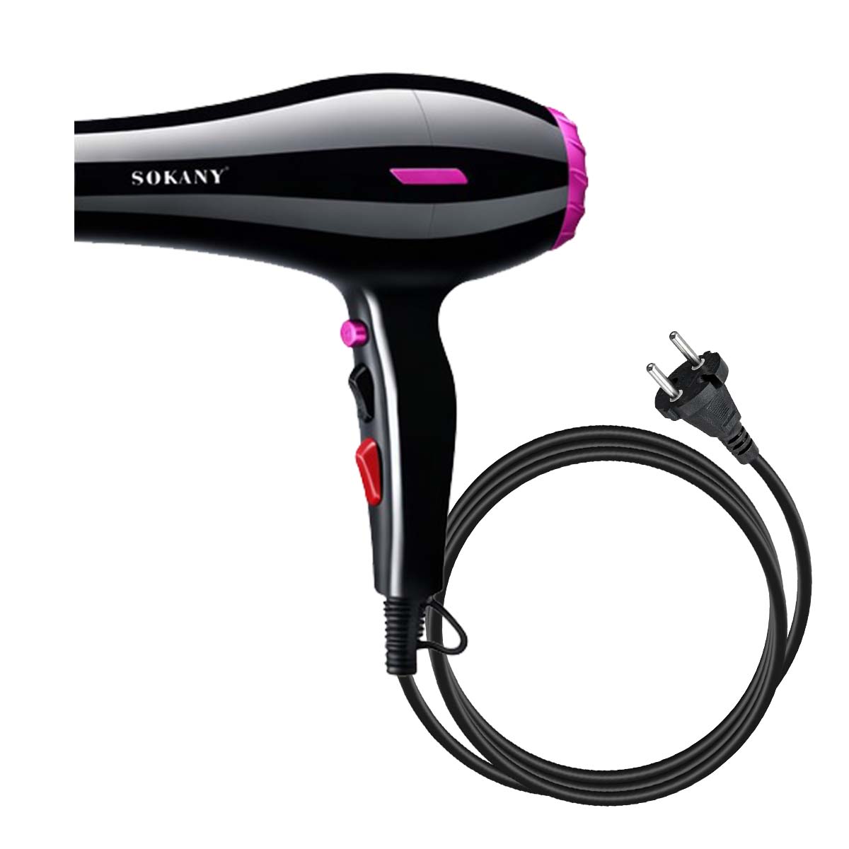 Sèche-Cheveux SOKANY Noir avec Embout Concentrateur