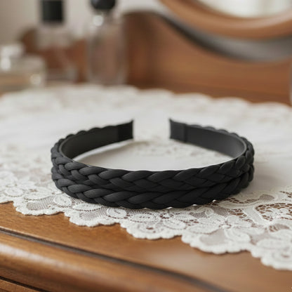 Serre-tête Couronne Tressée May-rose Noir