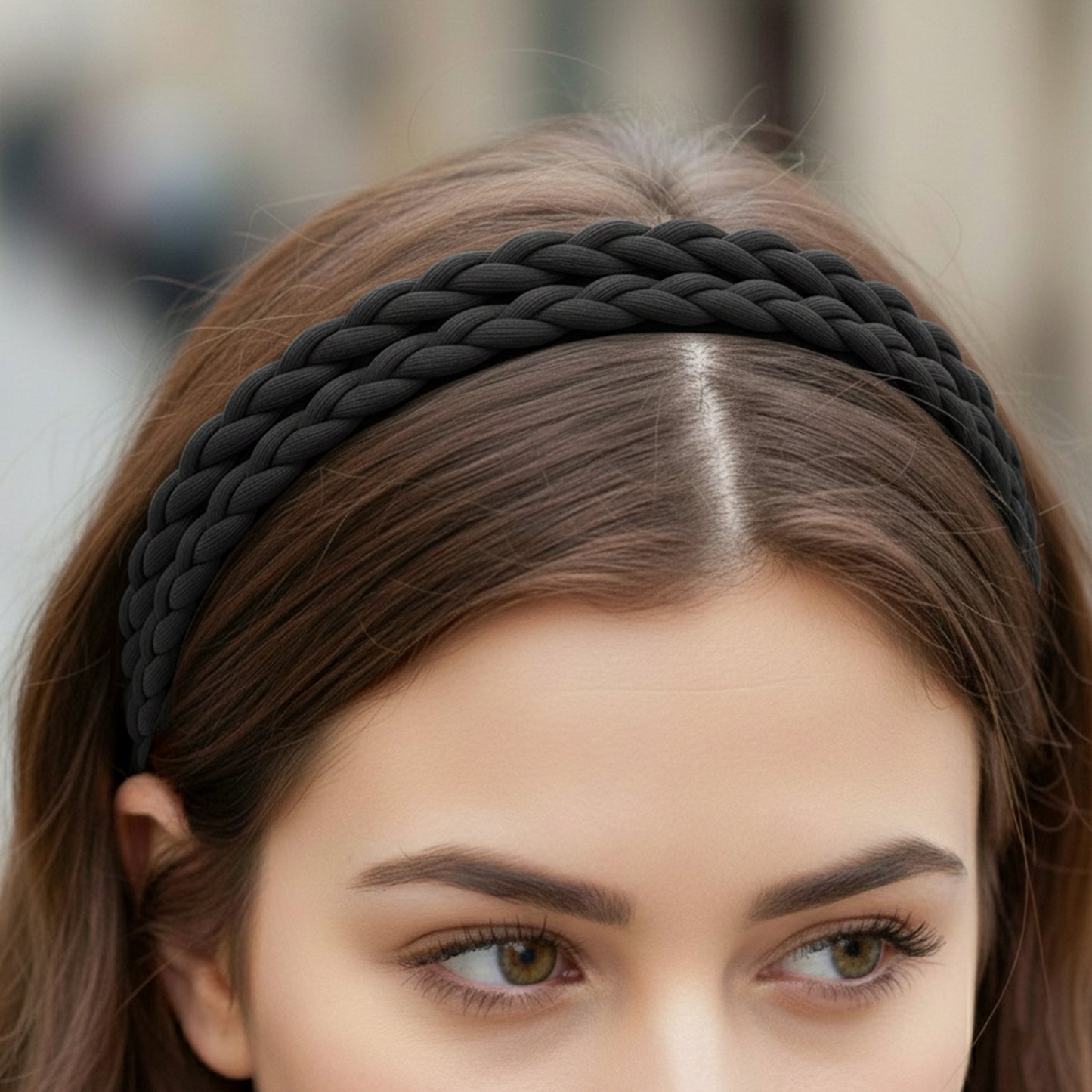 Serre-tête Couronne Tressée May-rose Noir