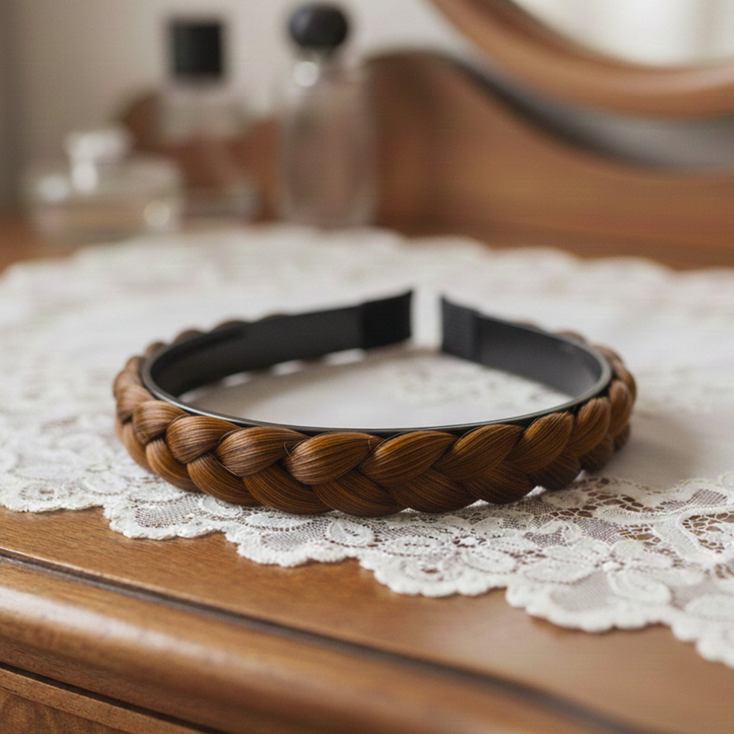 Serre-tête Couronne Tressée Maryrose Marron Clair