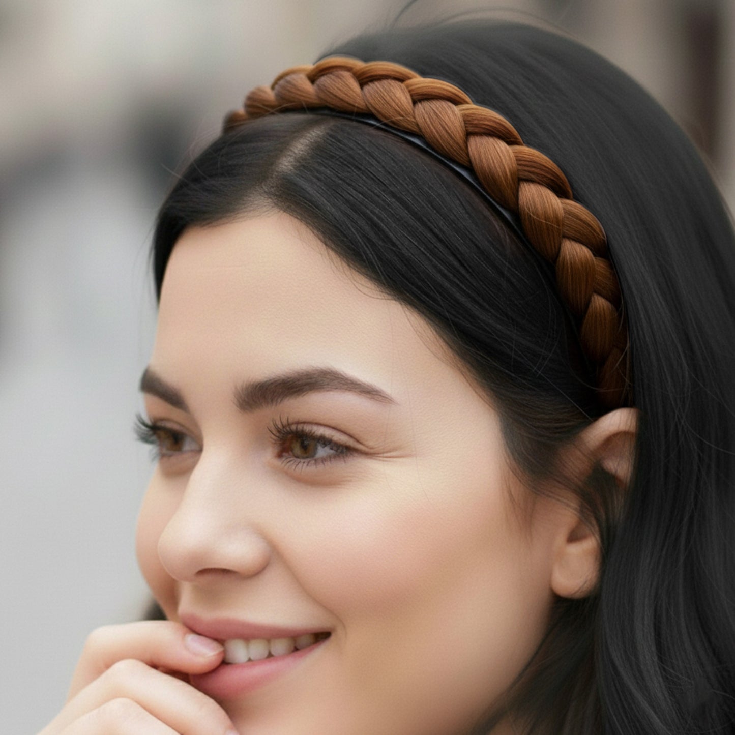 Serre-tête Couronne Tressée Maryrose Marron Clair