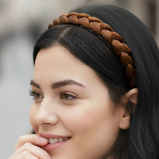 Serre-tête Couronne Tressée Maryrose Marron Clair