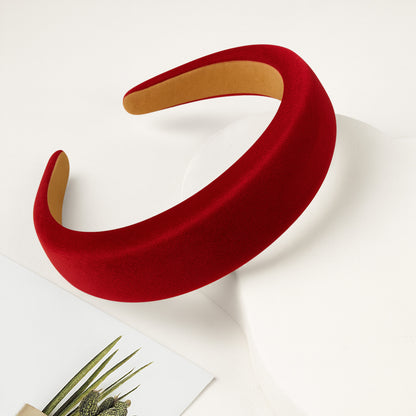 Serre-tête Large Emmylou en Velours Coussiné Rouge