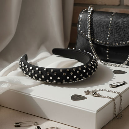 Serre-tête Large Miley Rock & Studs Noir