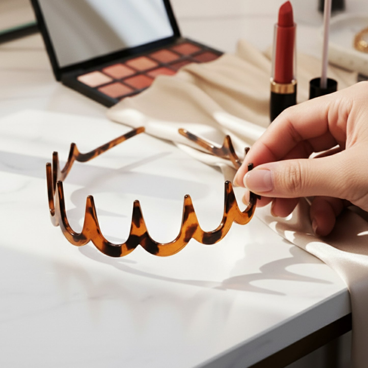 Serre tête Havana Wave Rythm Transparent Ambré Marron Foncé