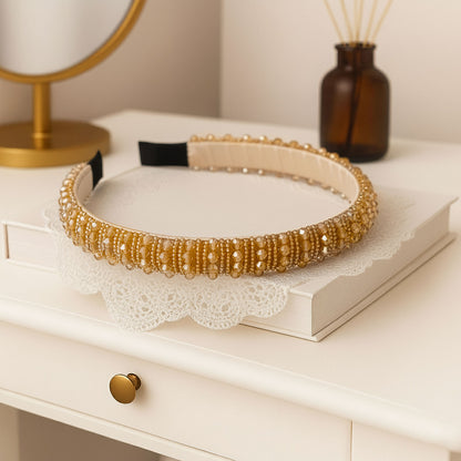 Serre-tête doré élégant en cristaux scintillants