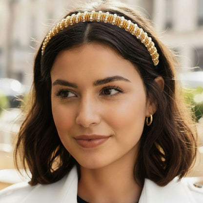 Serre-tête doré élégant en cristaux scintillants
